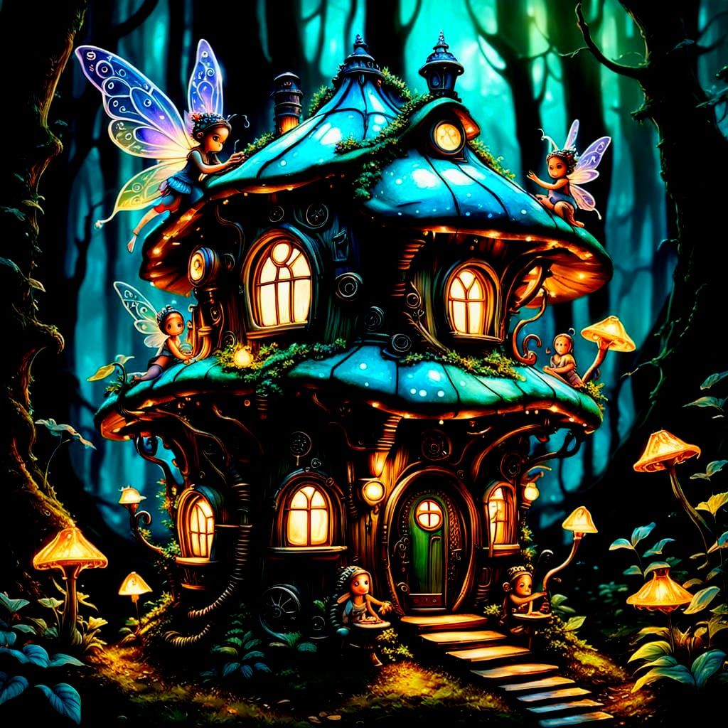 Beautiful Fairy Babies Playing Around A Divinely Detailed, D...