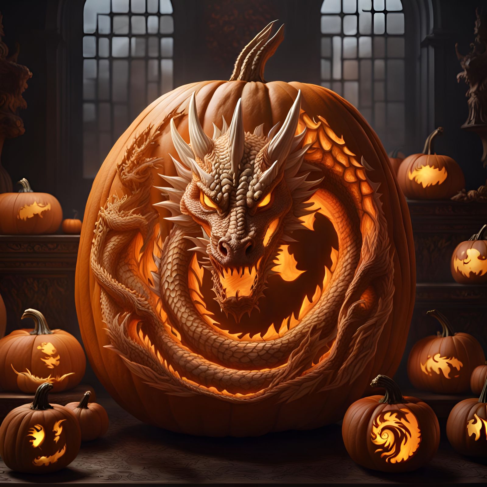 Pumpkin carving of dragon