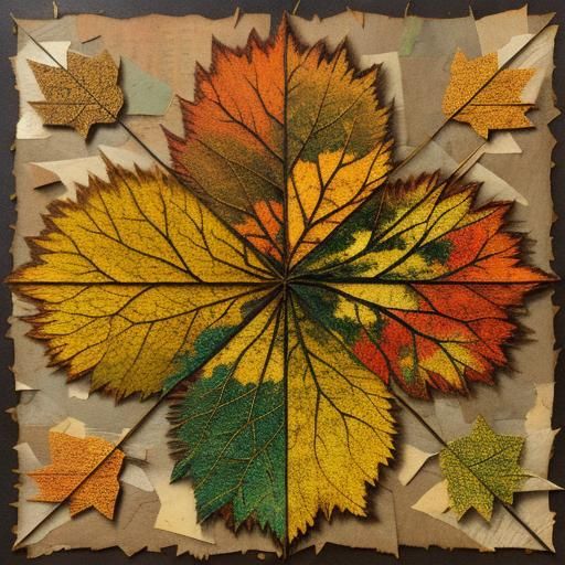 torn thick textured paper collage art - Autumn