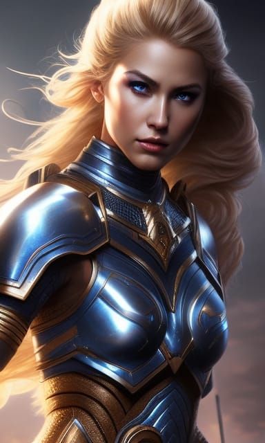 Warrior girl with wavy blonde hair 112