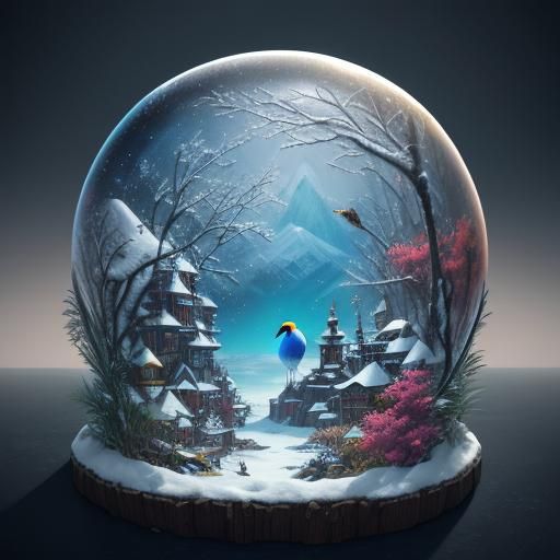 snow globe , paradise , birds of paradise