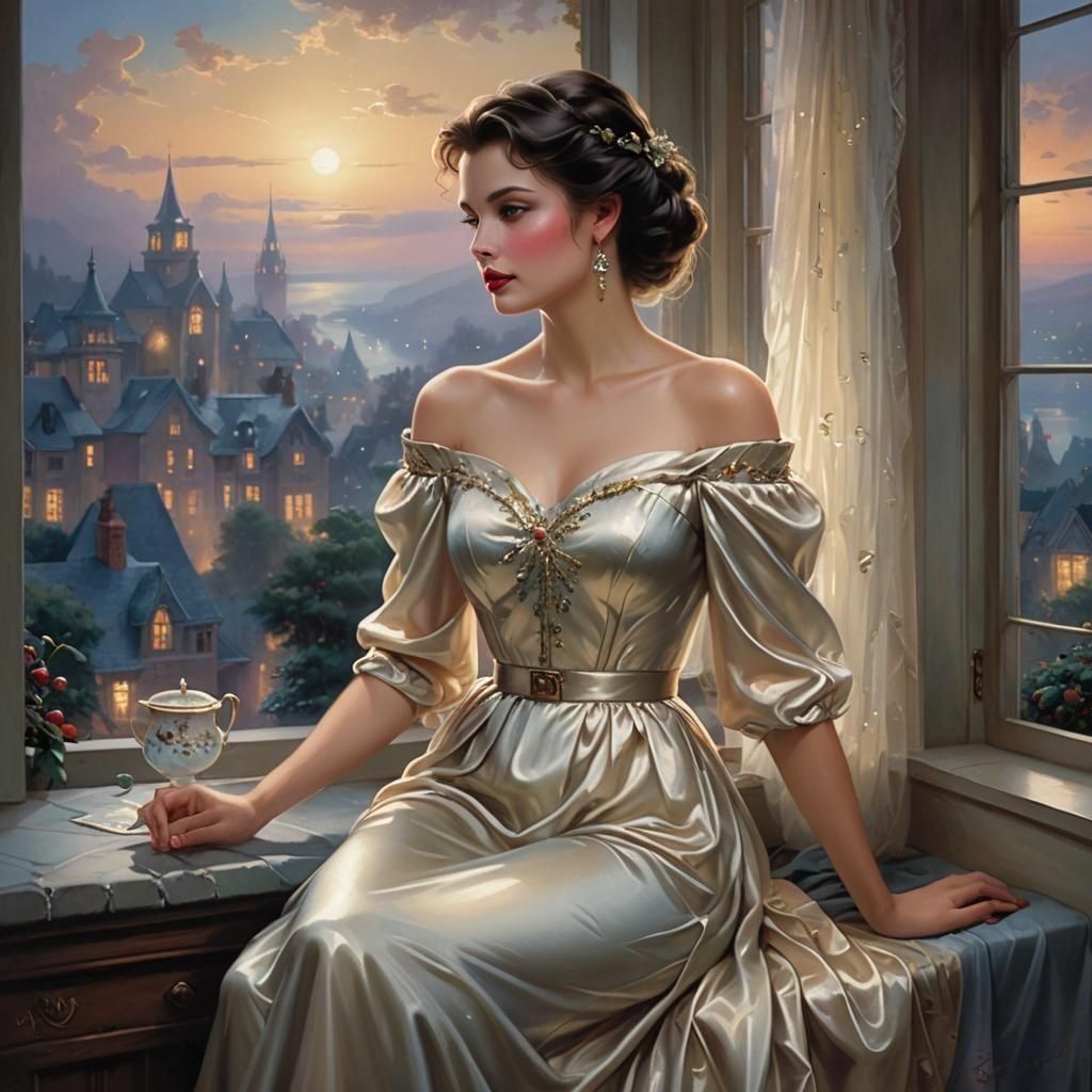 Moon in white satin