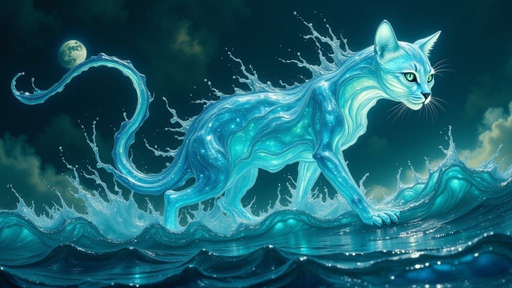 Watercat Goddess emerging from the sea  by @Cayla Catz