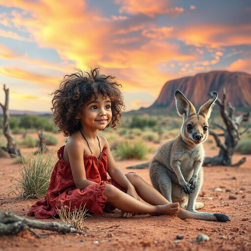 australian girl with baby kangaroo  by @nowa24