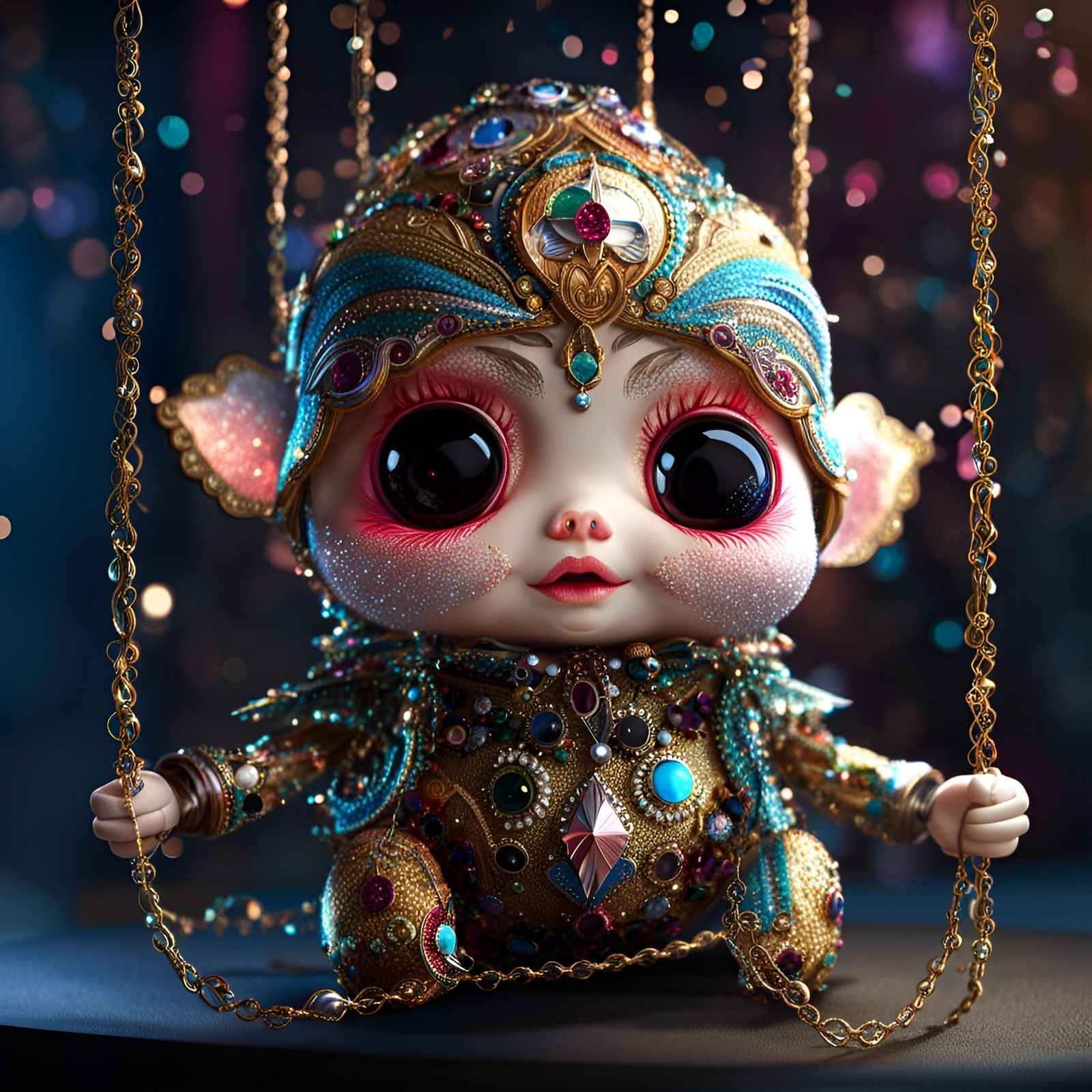 Friendly Sparkle Puppet with Golden Strings