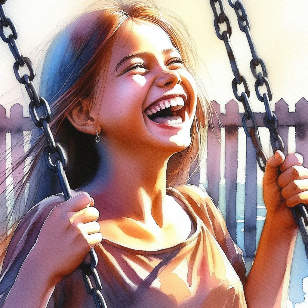 Little girl on a swing