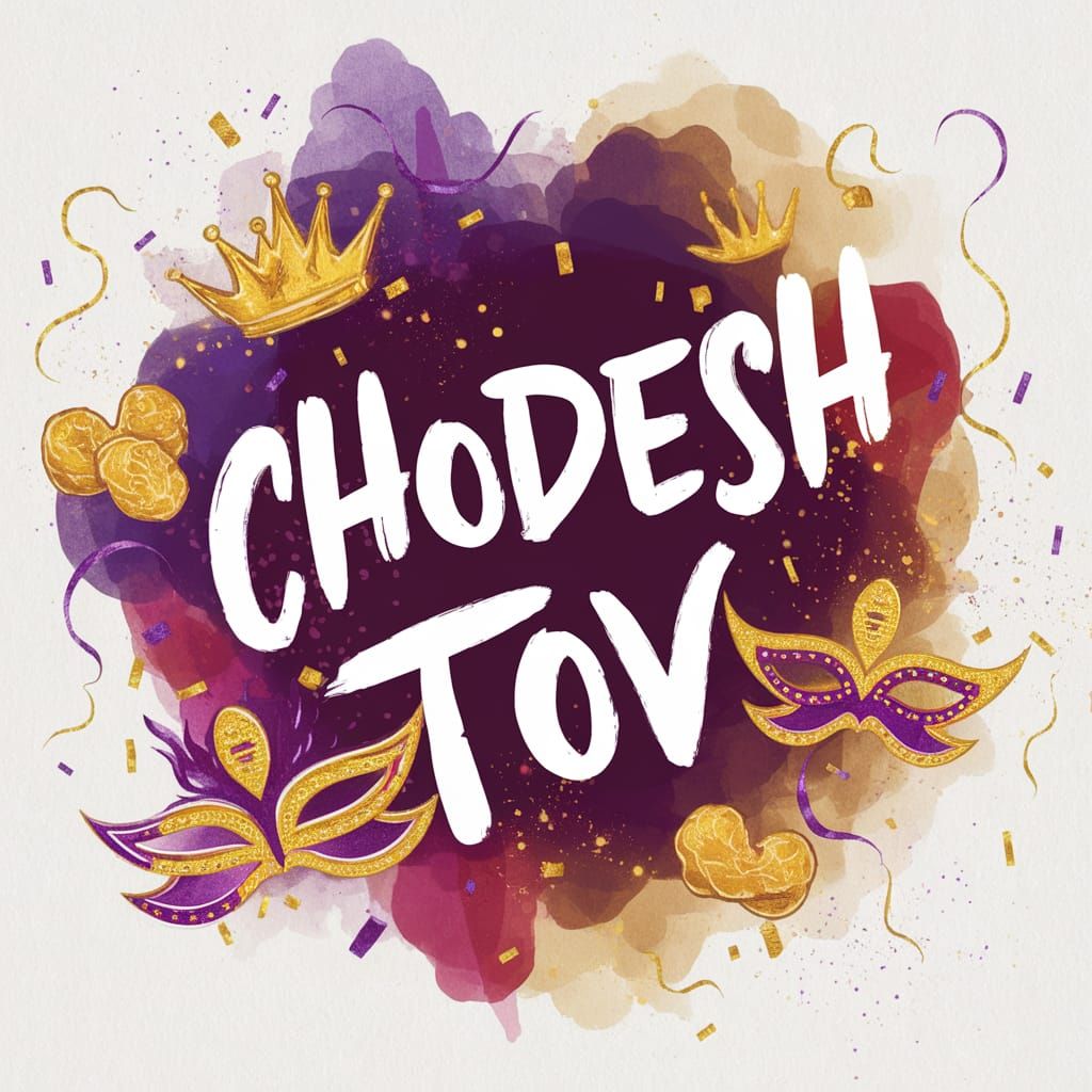 Joyful Purim Celebration in Whimsical Handwritten Style