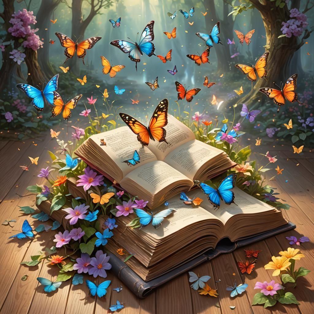 an epic picture with an ancient and mysterious open book on ...