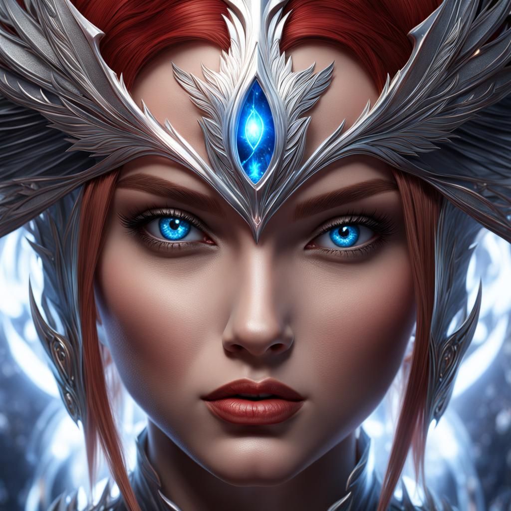 Fantasy Girl with Flames: Detailed Digital Painting