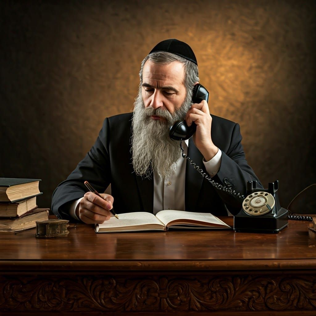 A Jewish Man in a Warm, Golden Light, Surrounded by Vintage ...