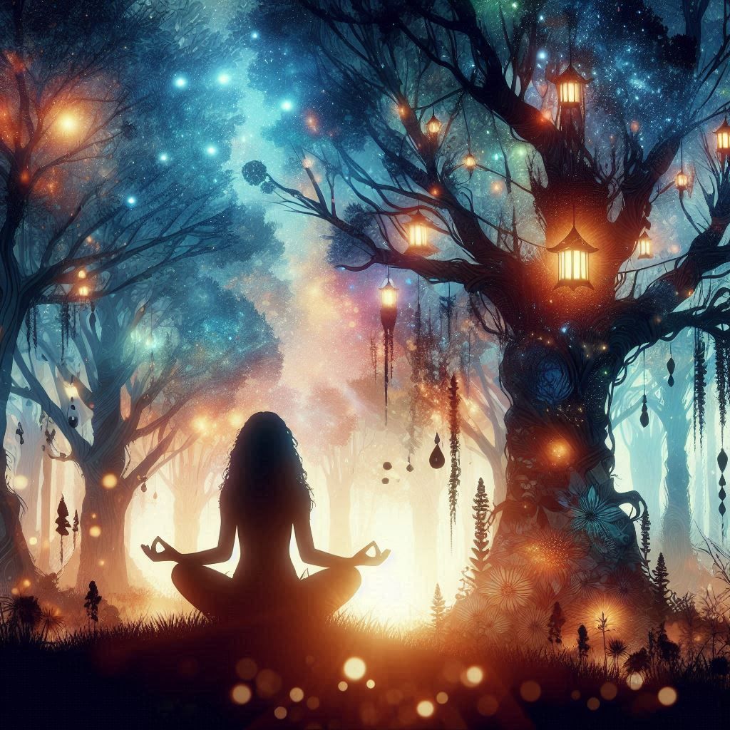 double exposure beautiful fantasy portrait landscape..