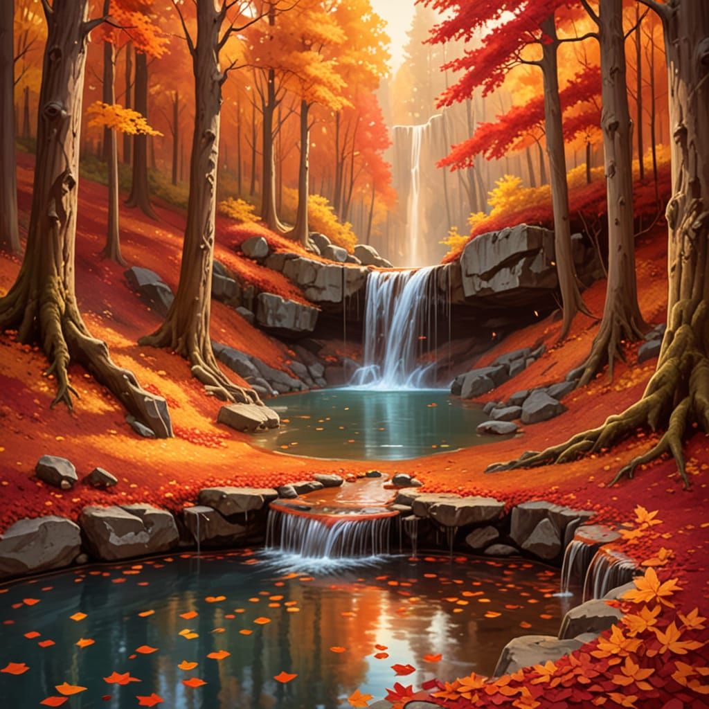 Enchanted Autumn Forest Falls 🍂📖