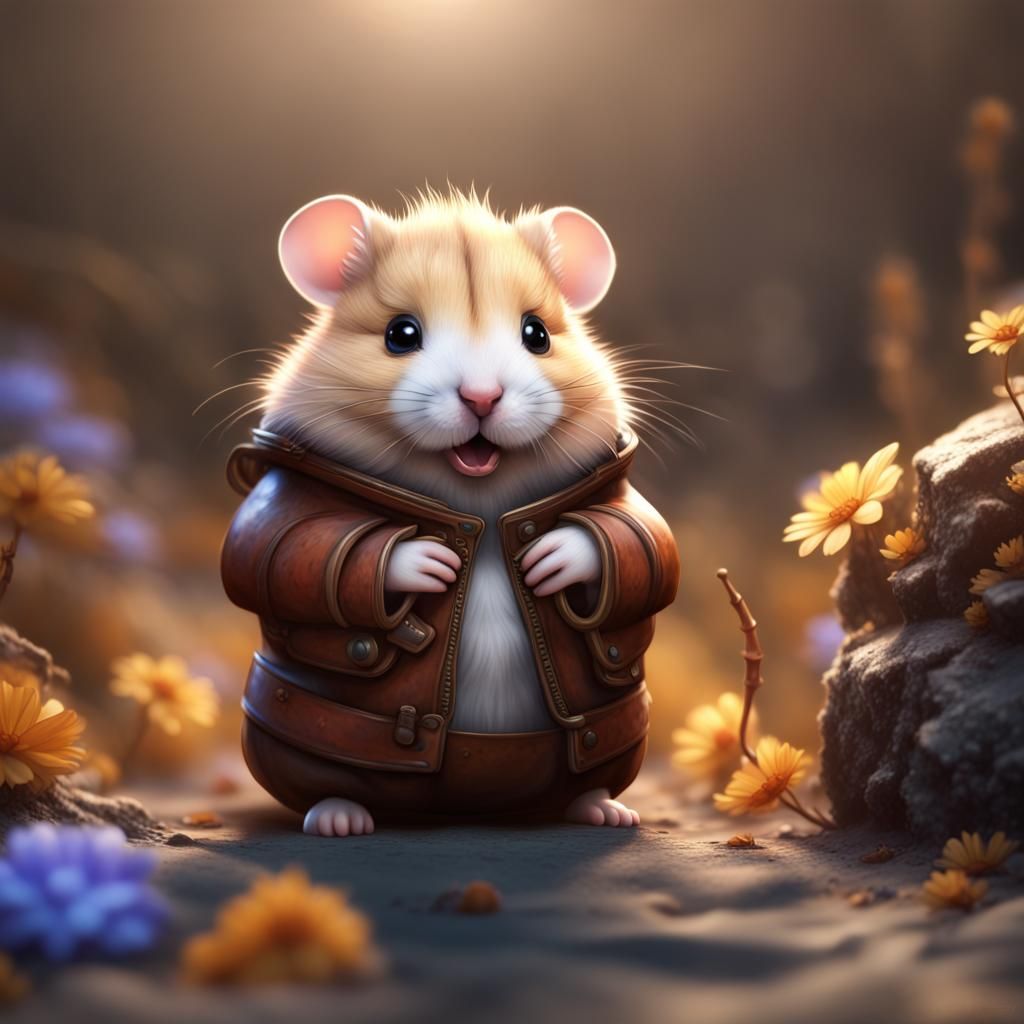 A chibi small cute hamster cub