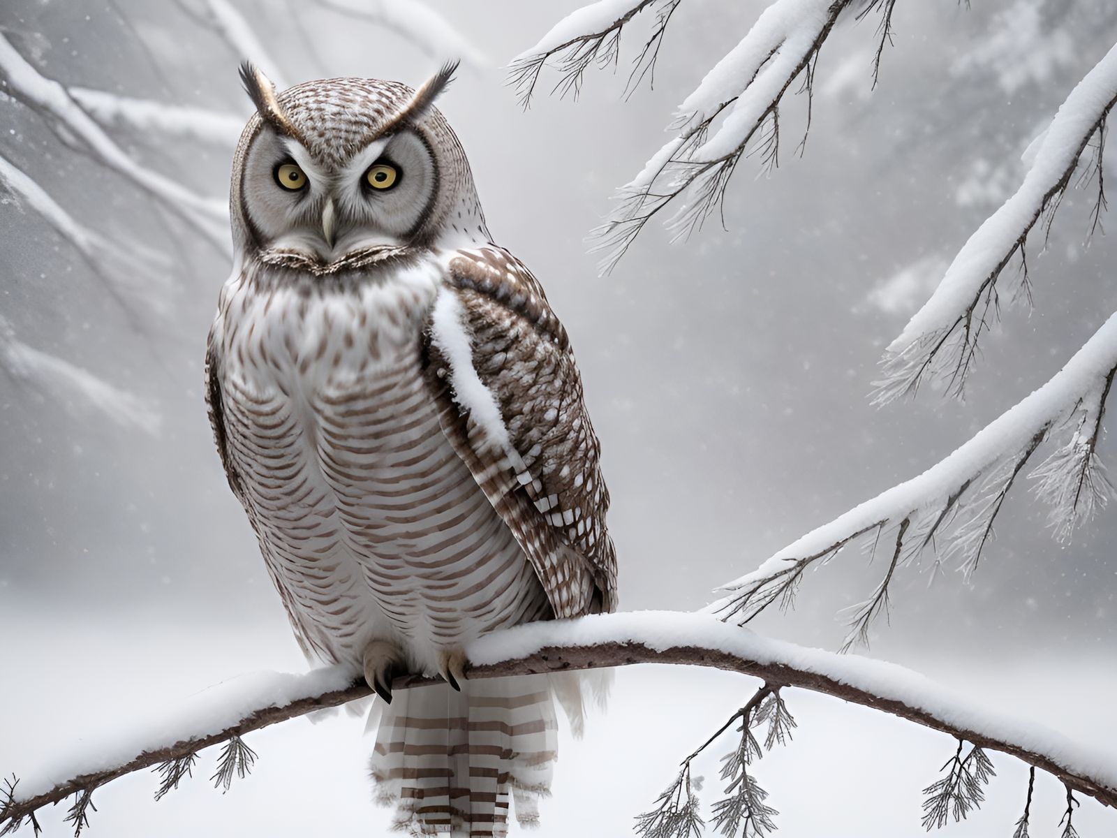 snowed in owl  by @qu