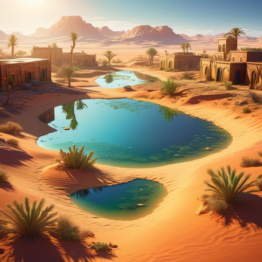 a Sunken Oasis in a hot barren desert