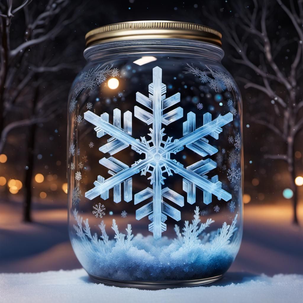 Snowflake in a jar - AI Generated Artwork - NightCafe Creator