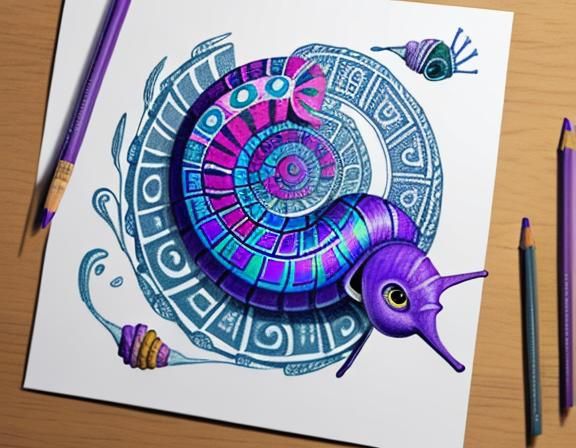 Purple Aztec Snail VII - AI Generated Artwork - NightCafe Creator