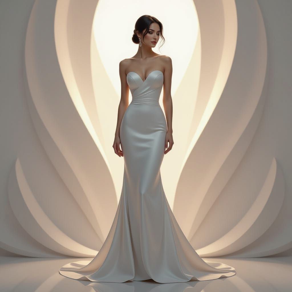 Elegant Stone Woman with Flowing Lines in Minimalist Style