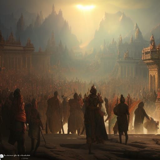 The Dieng king surrounded by crowd AI Generated Artwork NightCafe