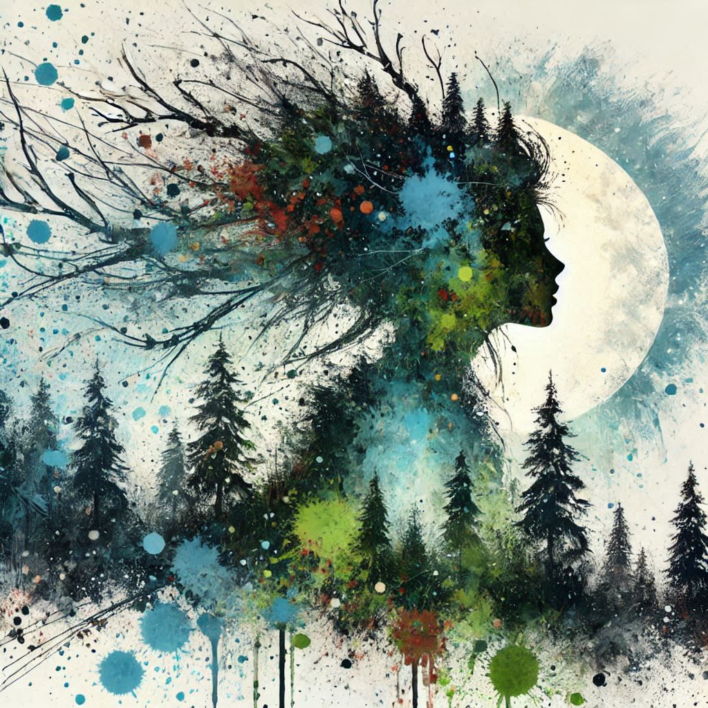 double exposure beautiful fantasy portrait landscape..