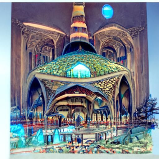 FishEyed perspective of a Mosque of Whirling Colour detailed...