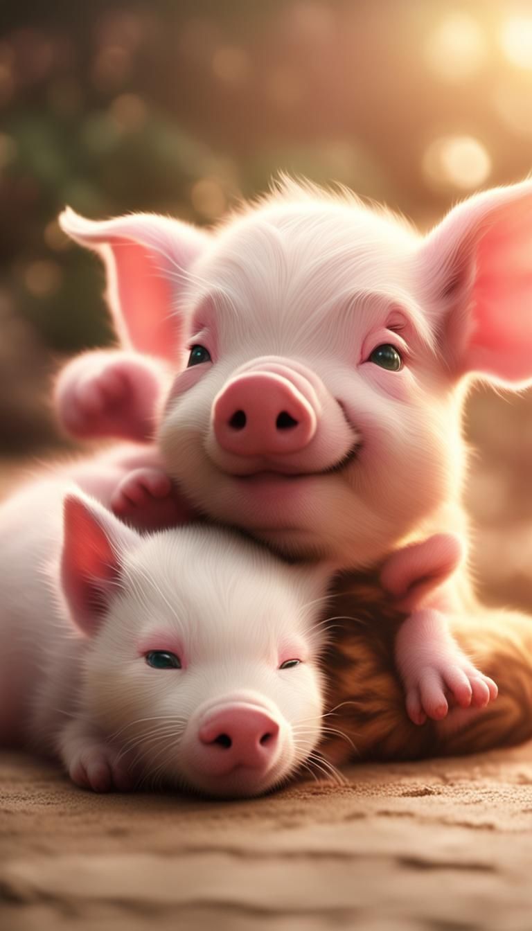 Kawaii baby piglets  by @Philemenia