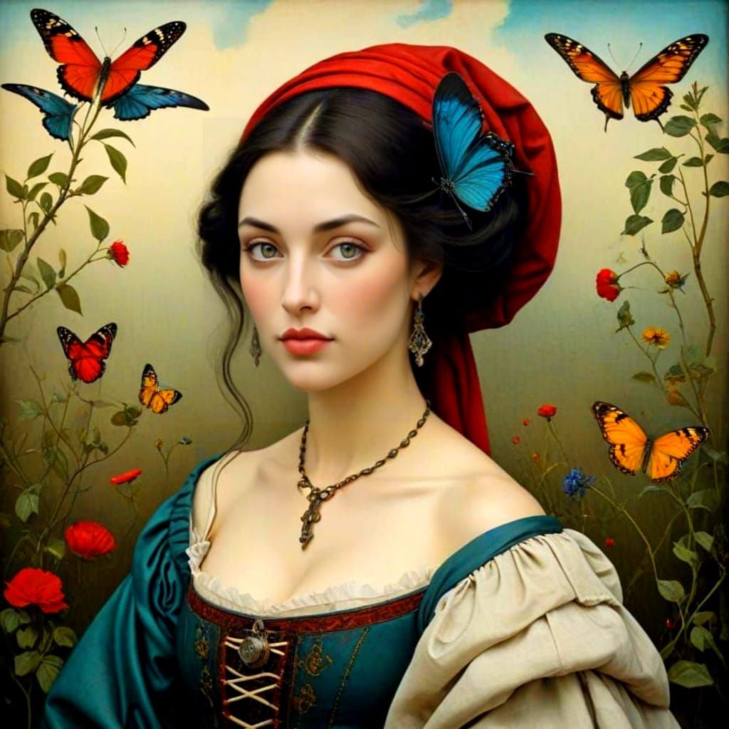 Surreal Medieval Ladies in Whimsical Fantasy Landscapes