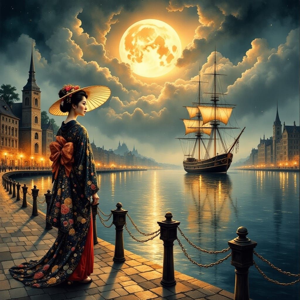 “The Quiet Watch of Moonlit Departure”  by @Aristea