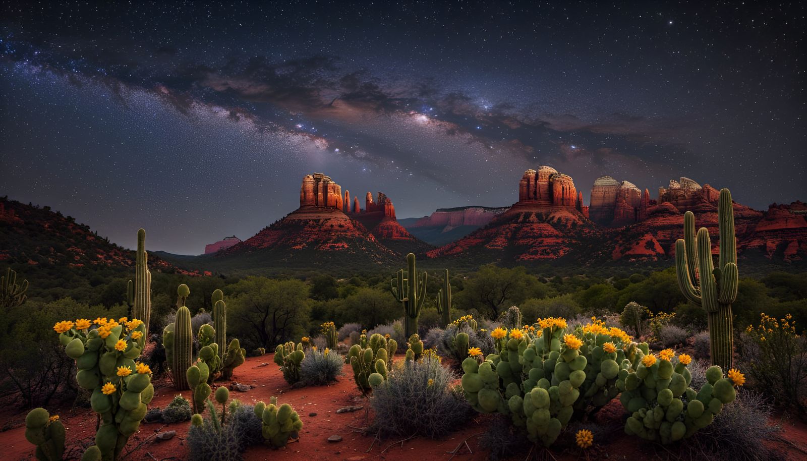 beautiful high definition photo of nightscape desert landscape full of