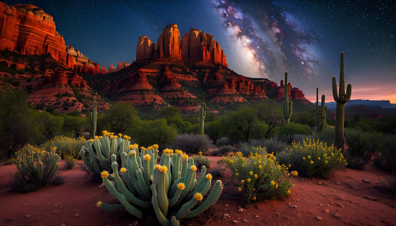 beautiful high definition photo of nightscape desert landscape full of