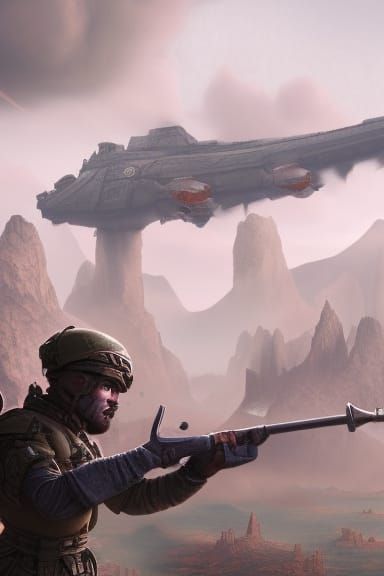 soldier, detailed matte painting, deep color, fantastic, int...