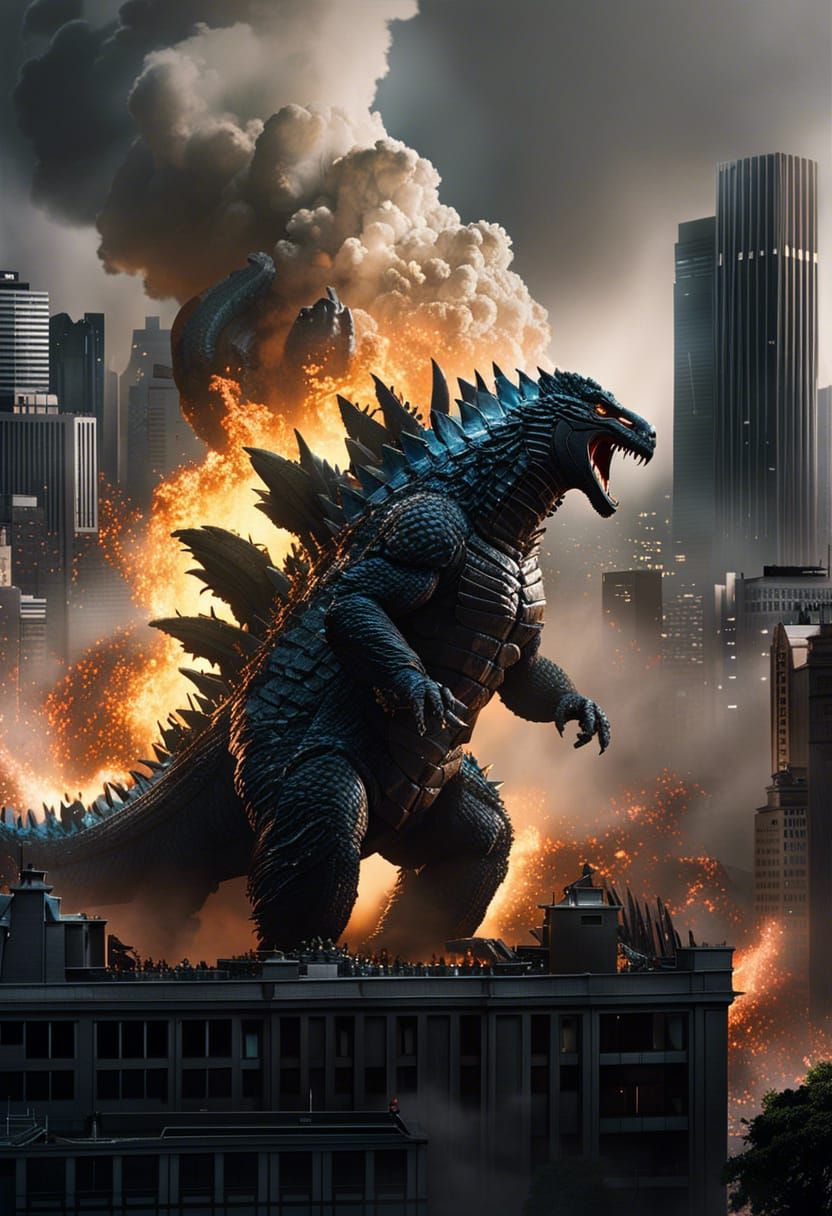 Godzilla destroying Tokyo - AI Generated Artwork - NightCafe Creator