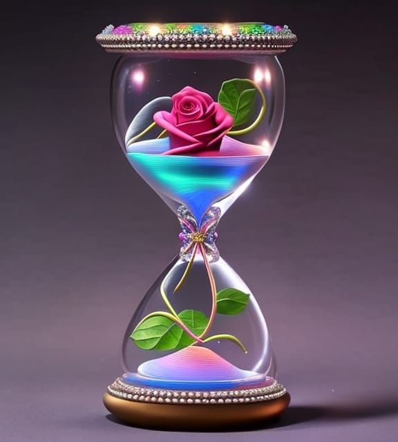 "Magic Fantasy Hourglass", Roses, Love Diamond Mosaic, hyper...