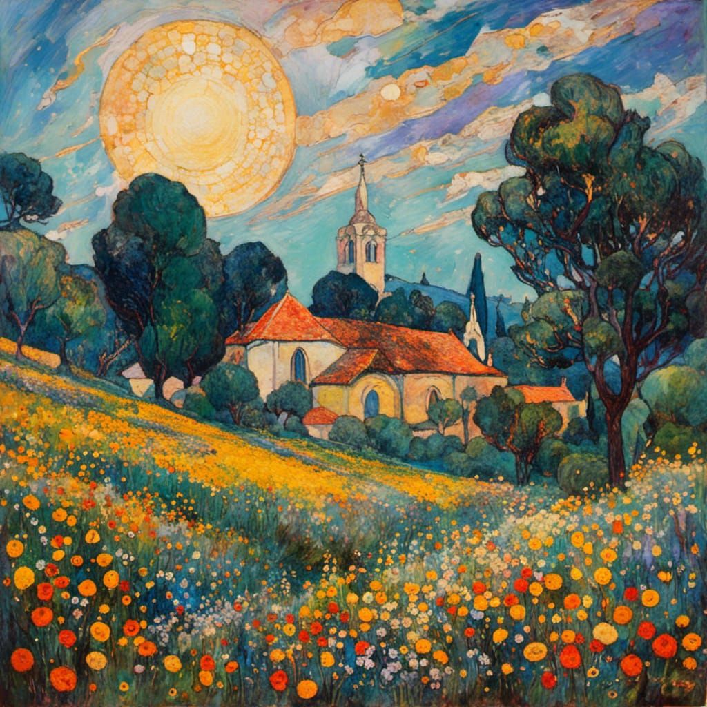 Norman church and meadow #1