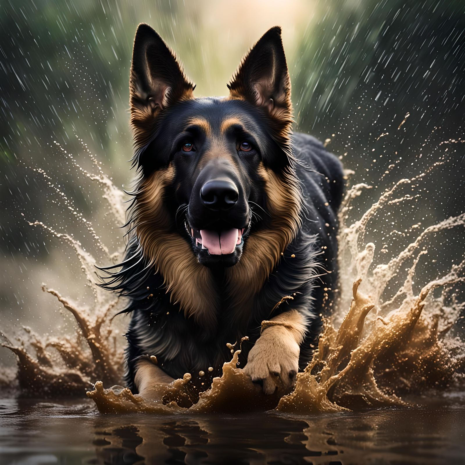 A German Shepherd’s Rain Dance  by @HippiNinjaPirate
