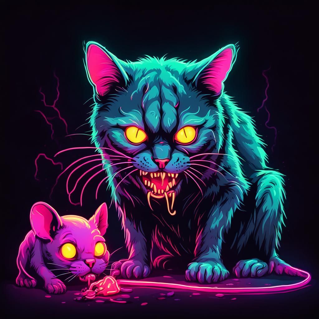 Glowing Neon Horror of Endless Hunger - AI Generated Artwork ...