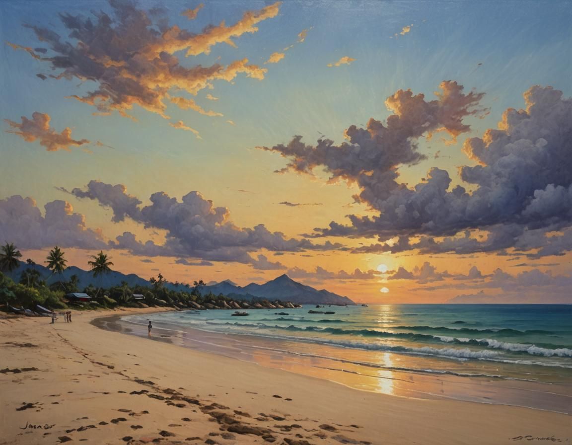 Samui Beach on Sunset oil painting by James Gurney