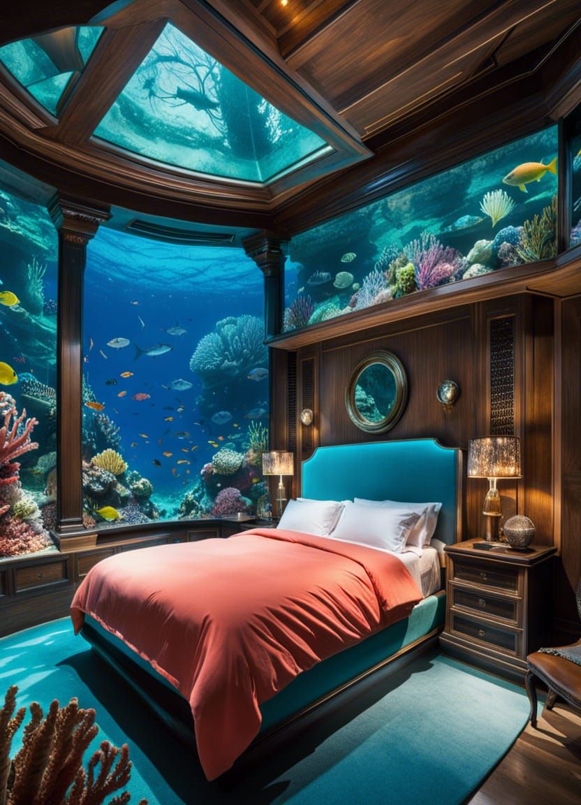 Aquatic Style Bedroom! - AI Generated Artwork - NightCafe Creator