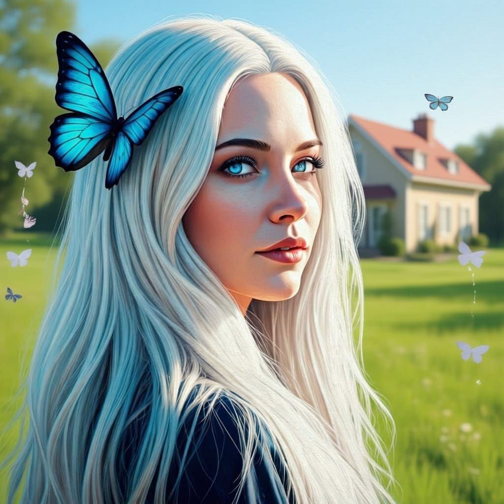 A crisp quality large-scale oil painting where Alexander's use of color has become more confident and vibrant.photorealistic face of model l...