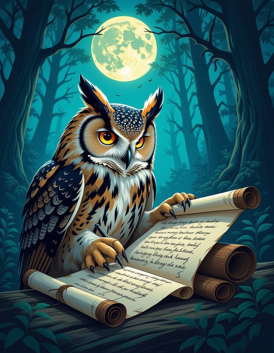 Owl Calligraphy Study  by @Bobbyjoe