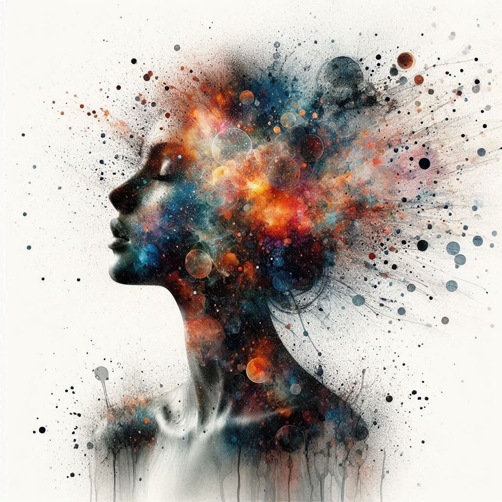 double exposure beautiful fantasy DALL-E 3 portrait landscap...