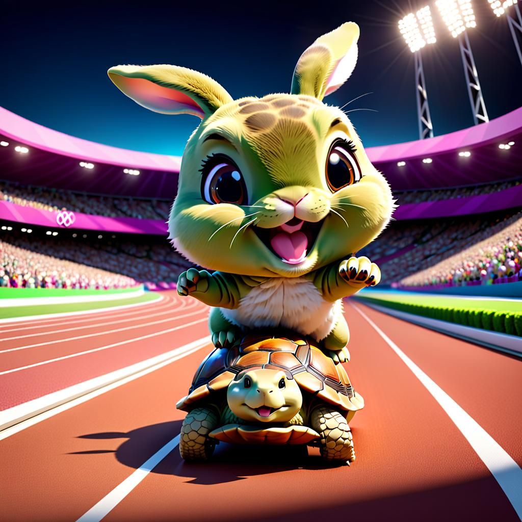 Rabbit and Tortoise in the Olympic Race - AI Generated Artwork ...