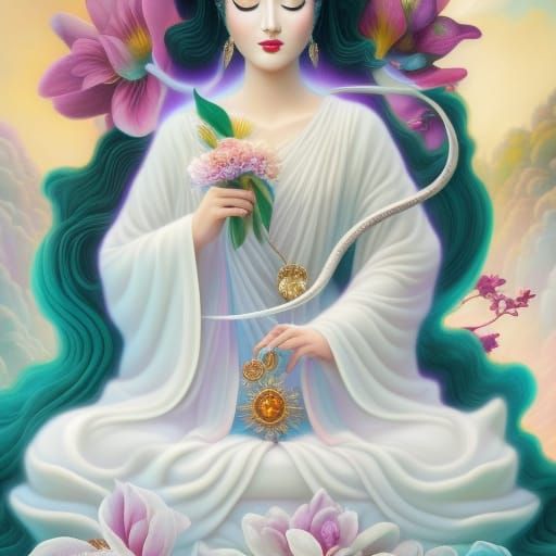An insanely hyperdetailed whimsical fantasical painting of the Goddess