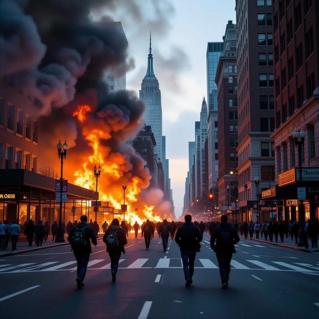 American city in flames