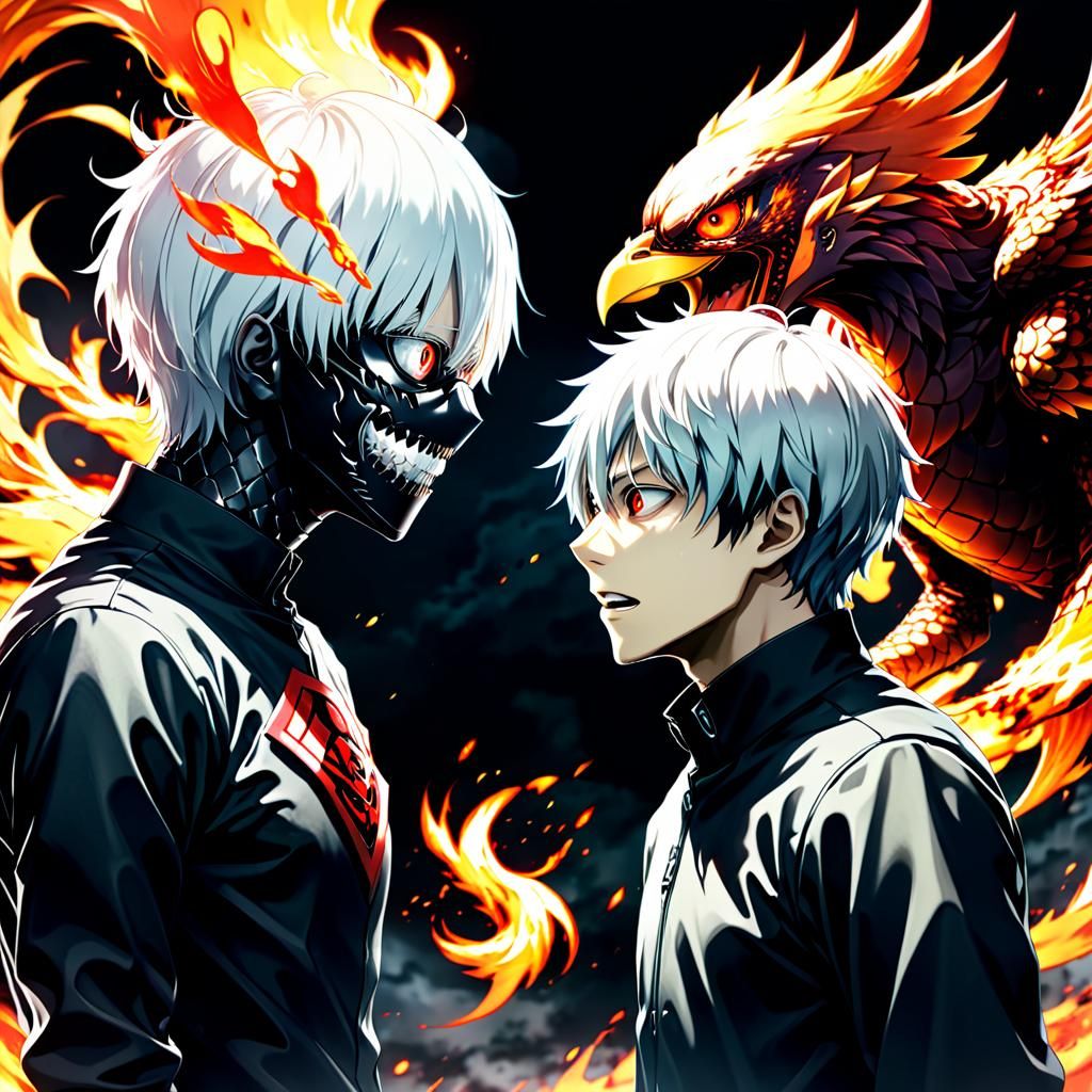 Kaneki Vs Phoenix - AI Generated Artwork - NightCafe Creator