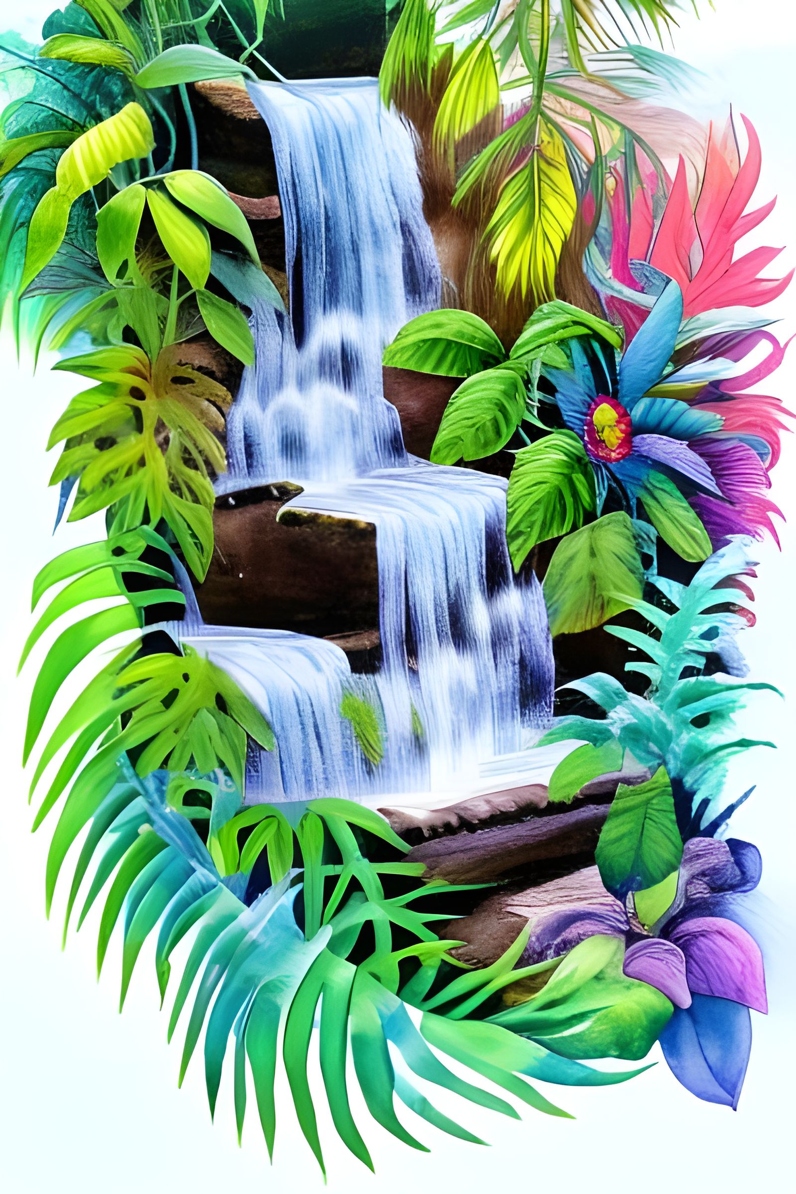 Watercolor Waterfall AI Generated Artwork NightCafe Creator