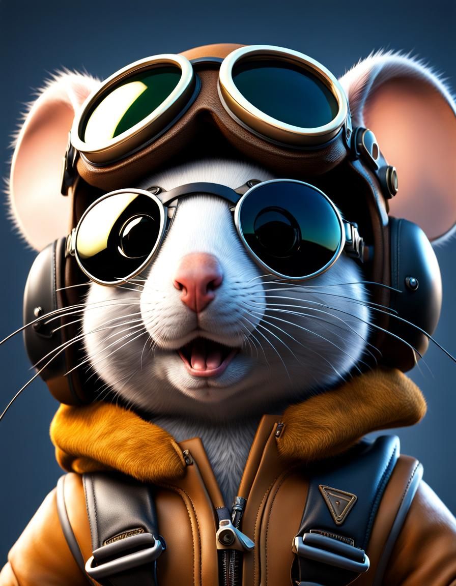 A cute mouse pilot wearing aviator goggles - AI Generated Artwork ...