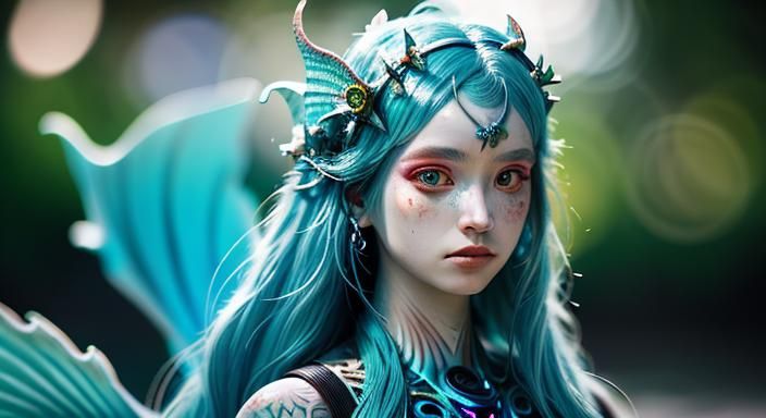 Biopunk Mermaid, Goddess , 

Augmented ,

Professional photo...