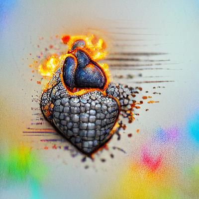 Heart bursting with flame 2
