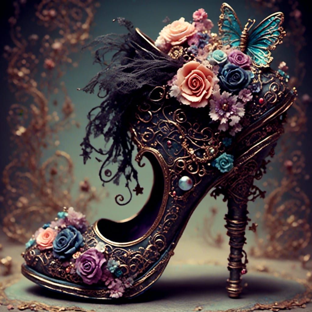 <lora:Cosmic steampunk:1.0> high heel shoe